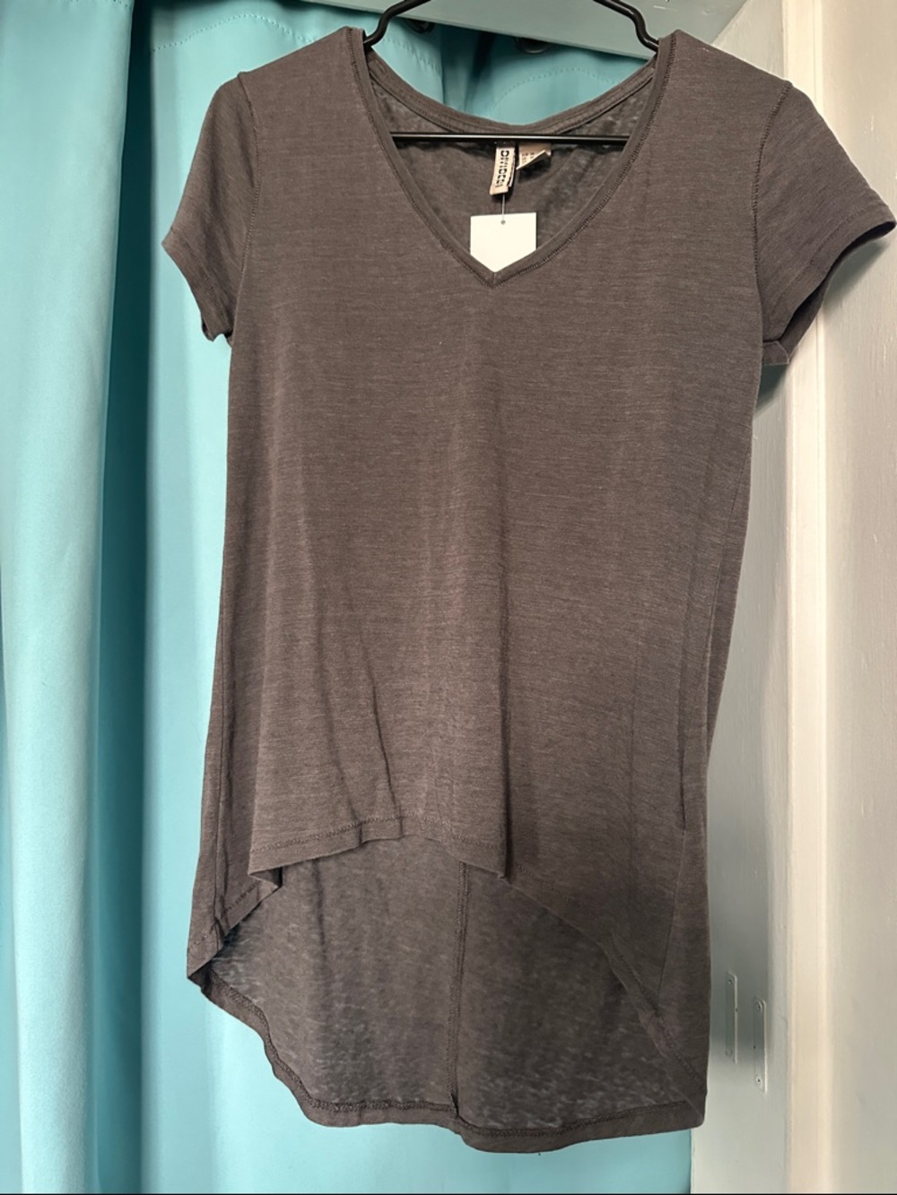 H&M Divided Charcoal V-Neck Short Sleeve Hi-Low Tunic